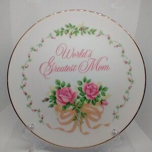 Vintage World's Greatest Mom Genuine Porcelain Collectible Plate 1984